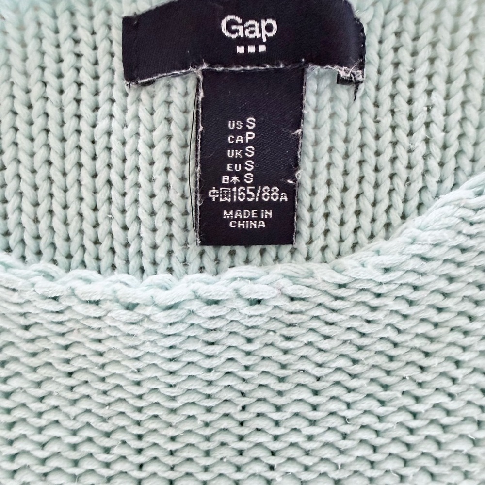 Gap Mint Aqua Knit Pullover Sweater, Women’s Small Long Sleeve Beachy Chunky - Picture 6 of 6
